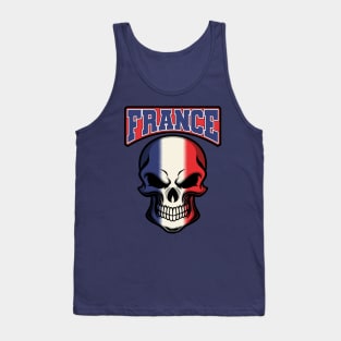 FRANCE FLAG IN A SKULL EMBLEM Tank Top